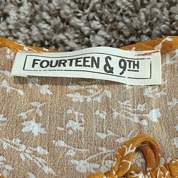 Lizard Thicket Fourteenth and 9th nwt mustard floral rayon dress - Picture 5 of 8